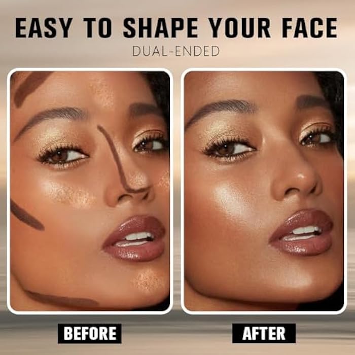 2-IN-1 Matte Contour Stick,Cream Dual Highlight Concealer Stick, Highlighting & Contouring Kit, Bronzer Highlighter Sticks for Face Shaping Makeup, Long Lasting & Waterproof (103) - Image 4